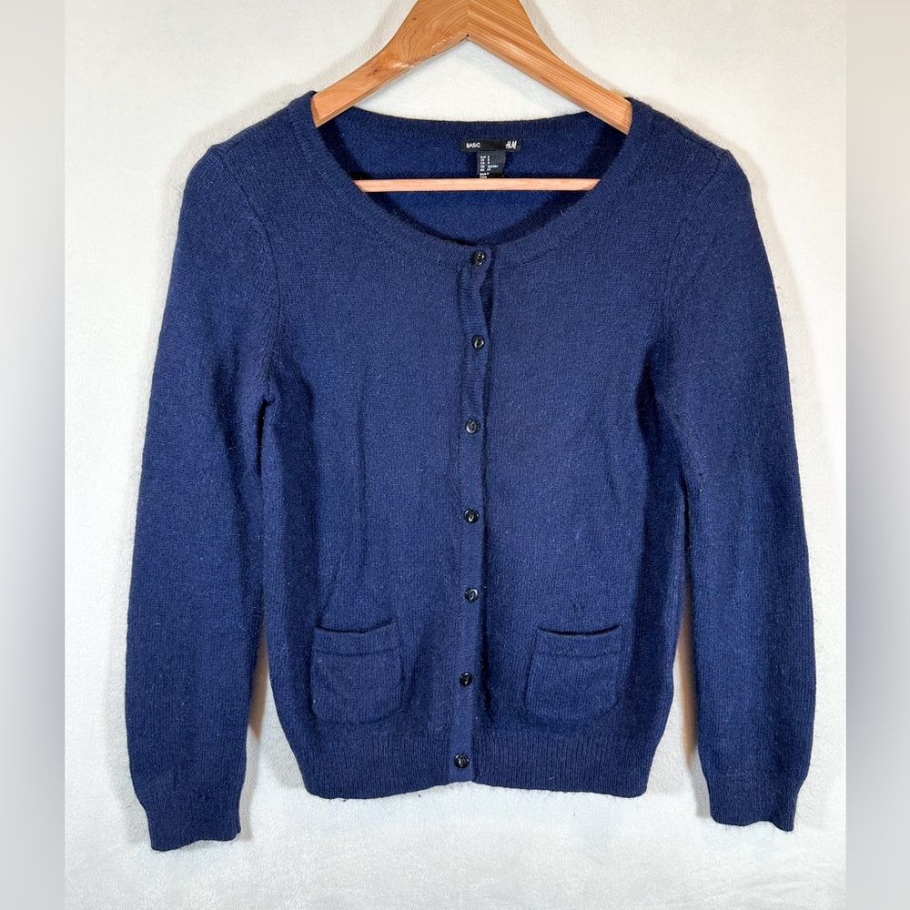 HM Soft Fluffy Cardigan Sweater Navy Blue Women’s